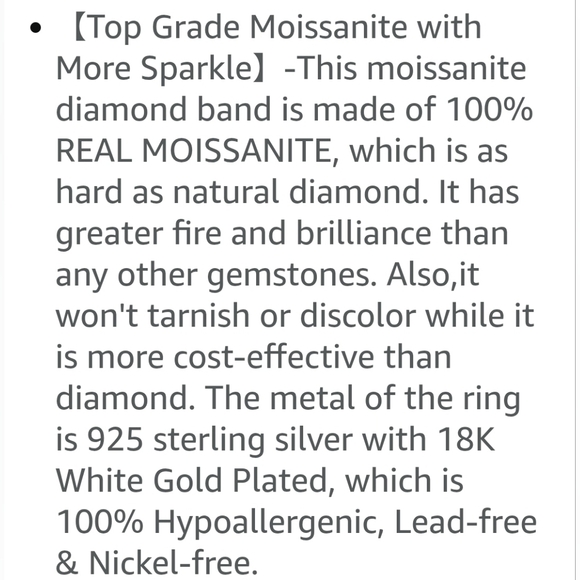 1 CT GENUINE Moissanite Wedding Band, Wedding Rings D Color - Picture 6 of 12